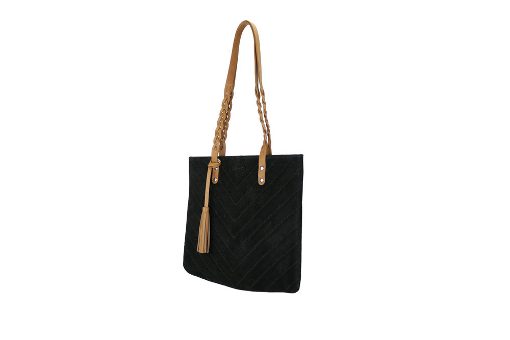 Suede Leather Tote #color_black