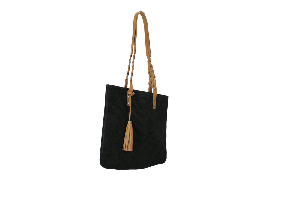 Suede Leather Tote #color_black